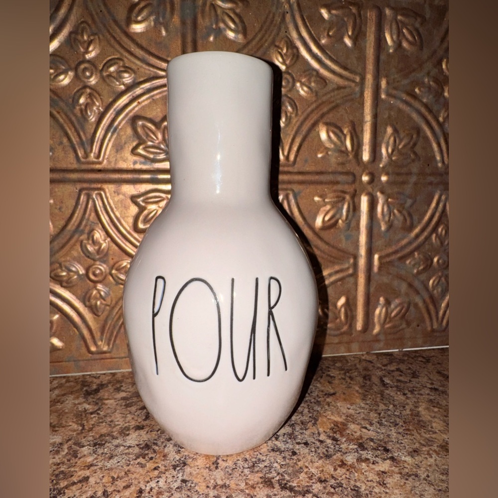 Rae Dunn White Ceramic Pitcher with POUR Lettering